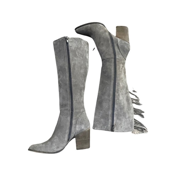 STEVE MADDEN Cacos Genuine Leather Gray Suede Fringe Boots Women’s Size 7B. - Picture 2 of 16